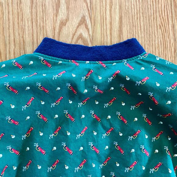 Vera Bradley Vintage Reversible Blue Green Golf Bomber Jacket Womens Large - Picture 12 of 16